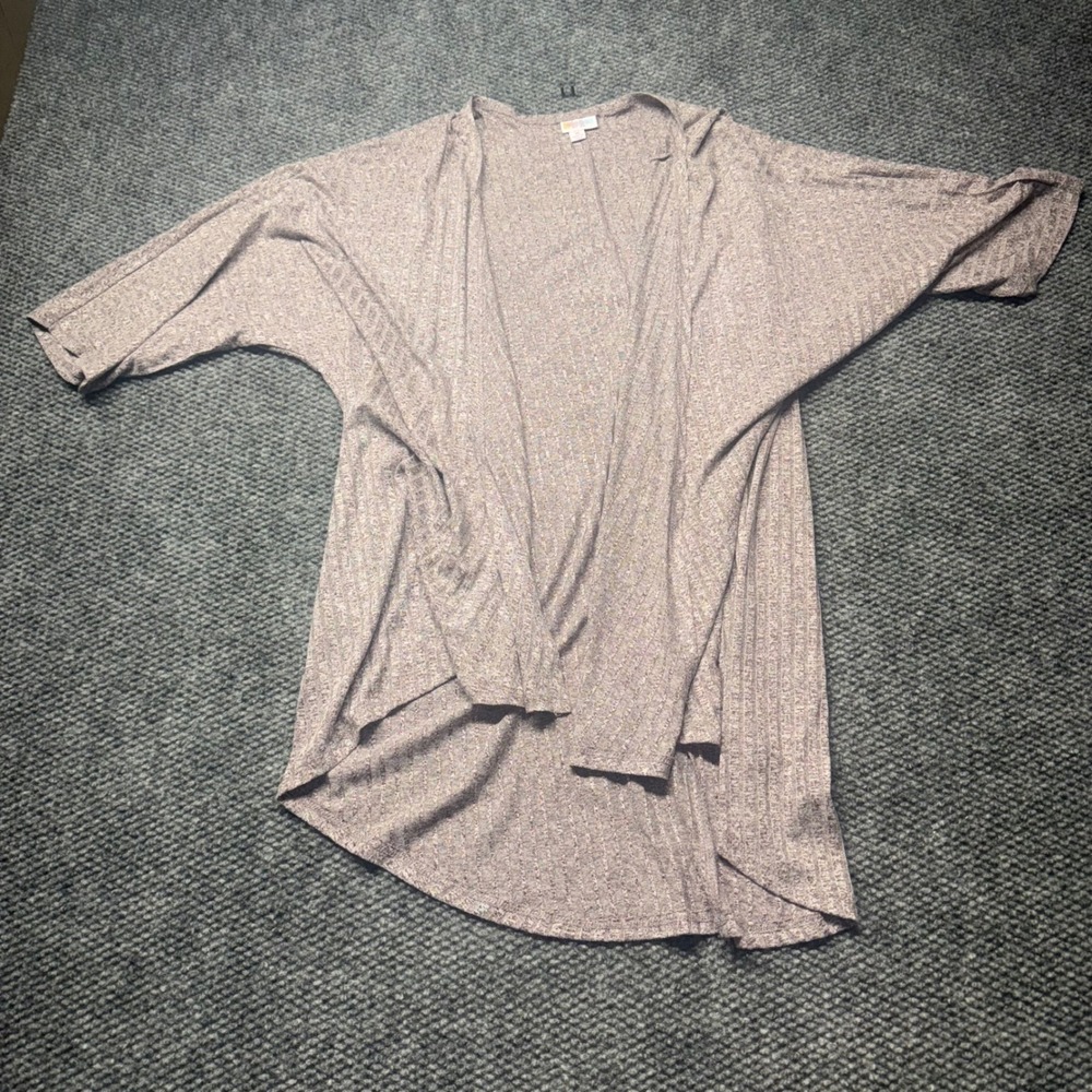 LuLaRoe Shirley Kimono Cardigan Mauve Marled Ribbed Knit Open Front Medium